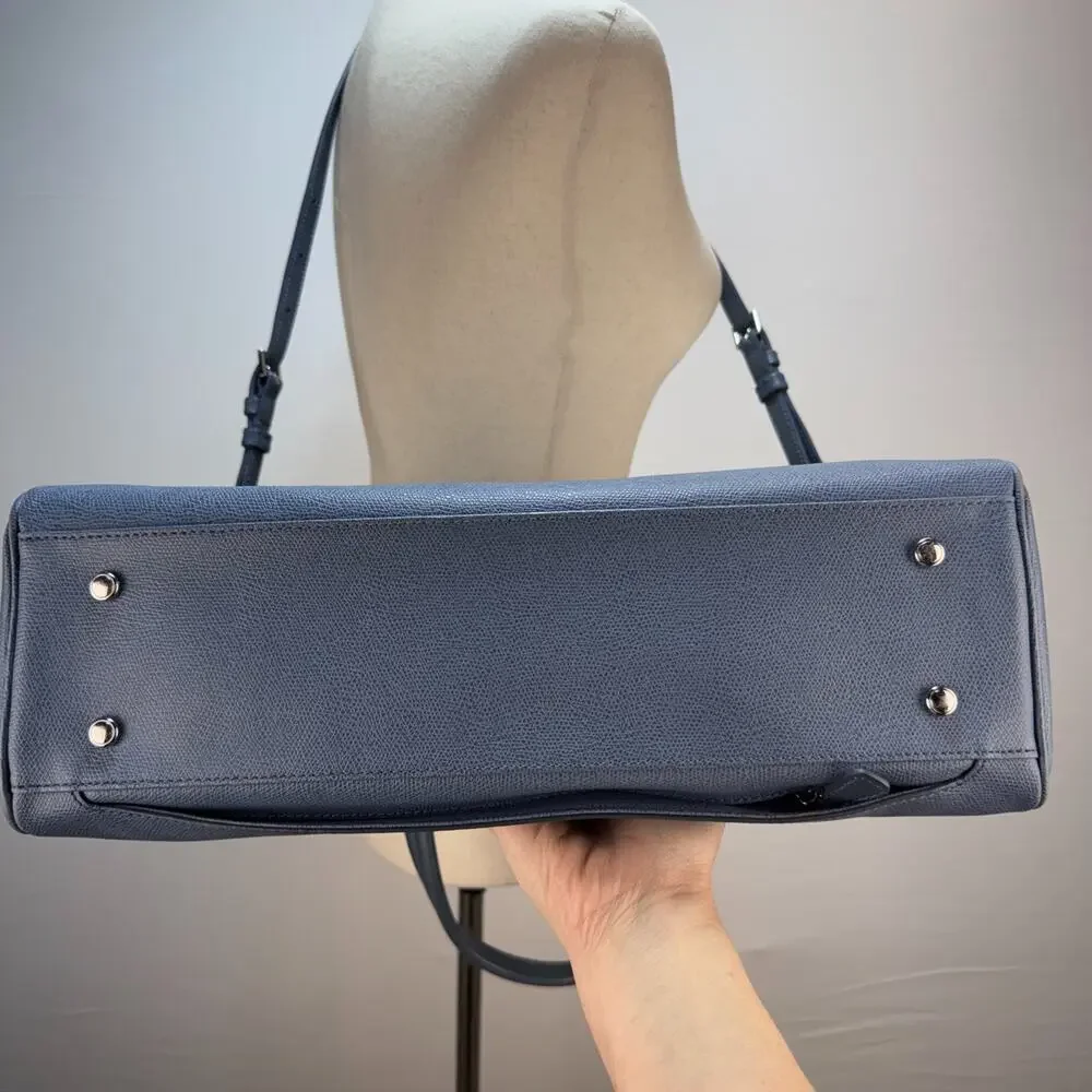 Tumi Sinclair Elaine Commuter‎ Brief Tote Bag Cornflower Blue Leather Crossbody